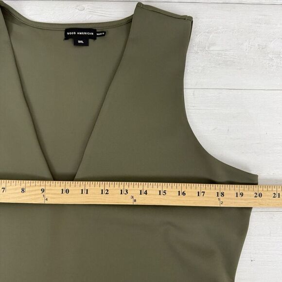 Good American Scuba Deep V Tank Bodysuit Plus Size 3XL Fatigue Green Sculpting - Picture 12 of 16